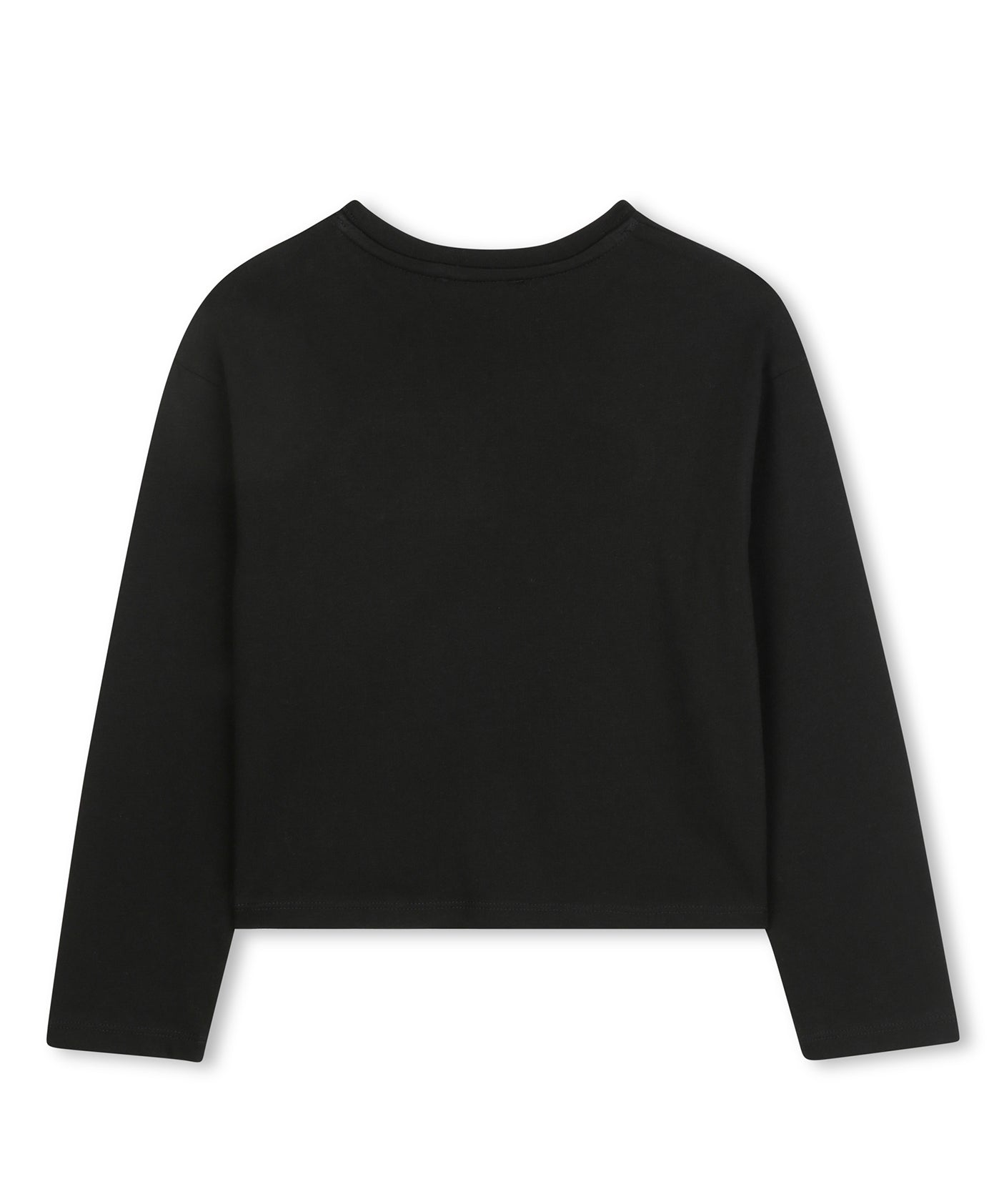 Michael Kors Kids T-shirt Nera Maniche Lunghe con Logo Strass a Contrasto per Bambine