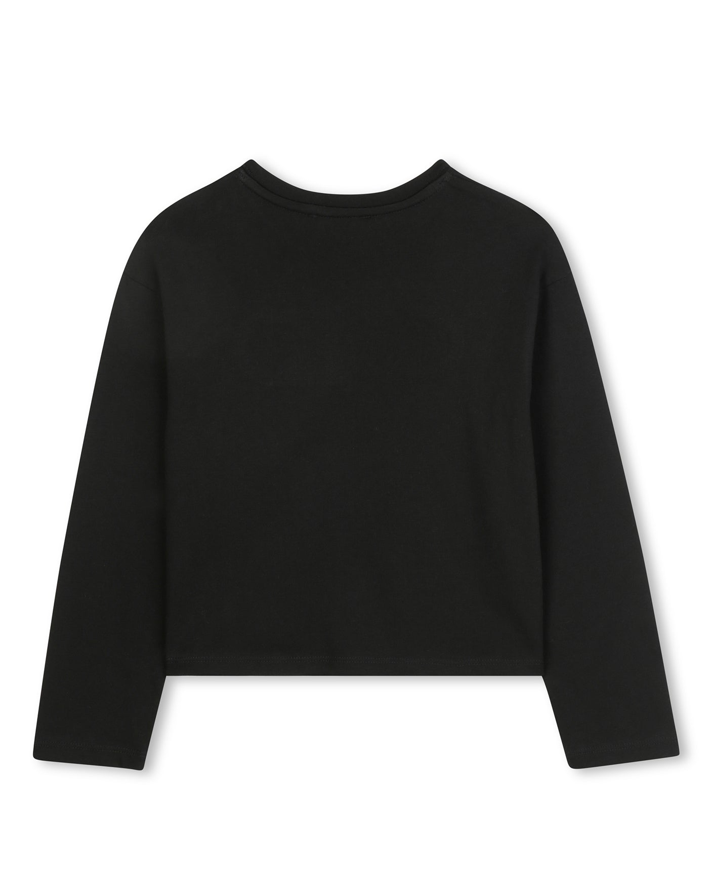 Michael Kors Kids T-shirt Nera Maniche Lunghe con Logo Strass a Contrasto per Bambine