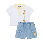 Moschino Kids Polo Bianca con Shorts per Neonate