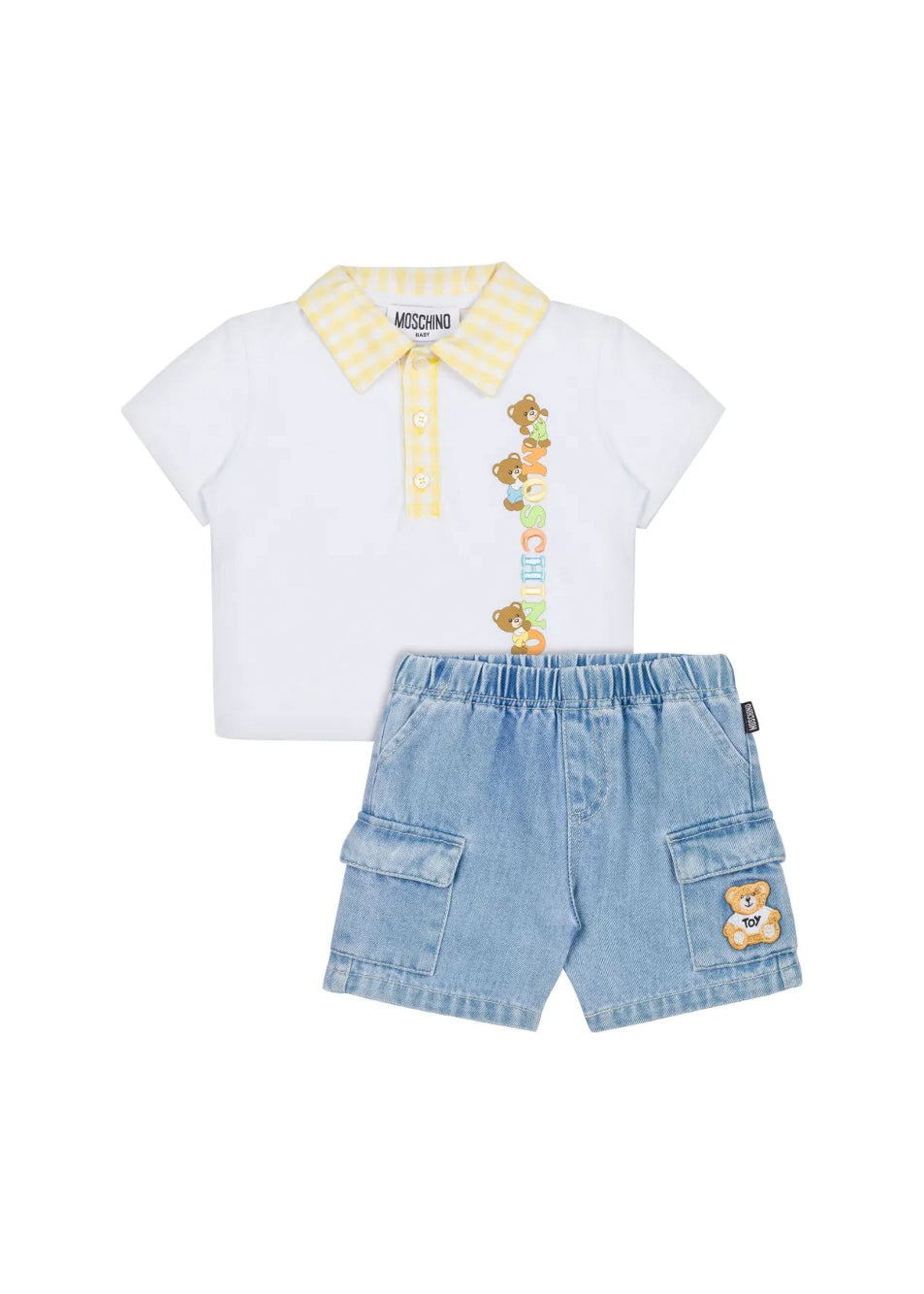 Moschino Kids Polo Bianca con Shorts per Neonate