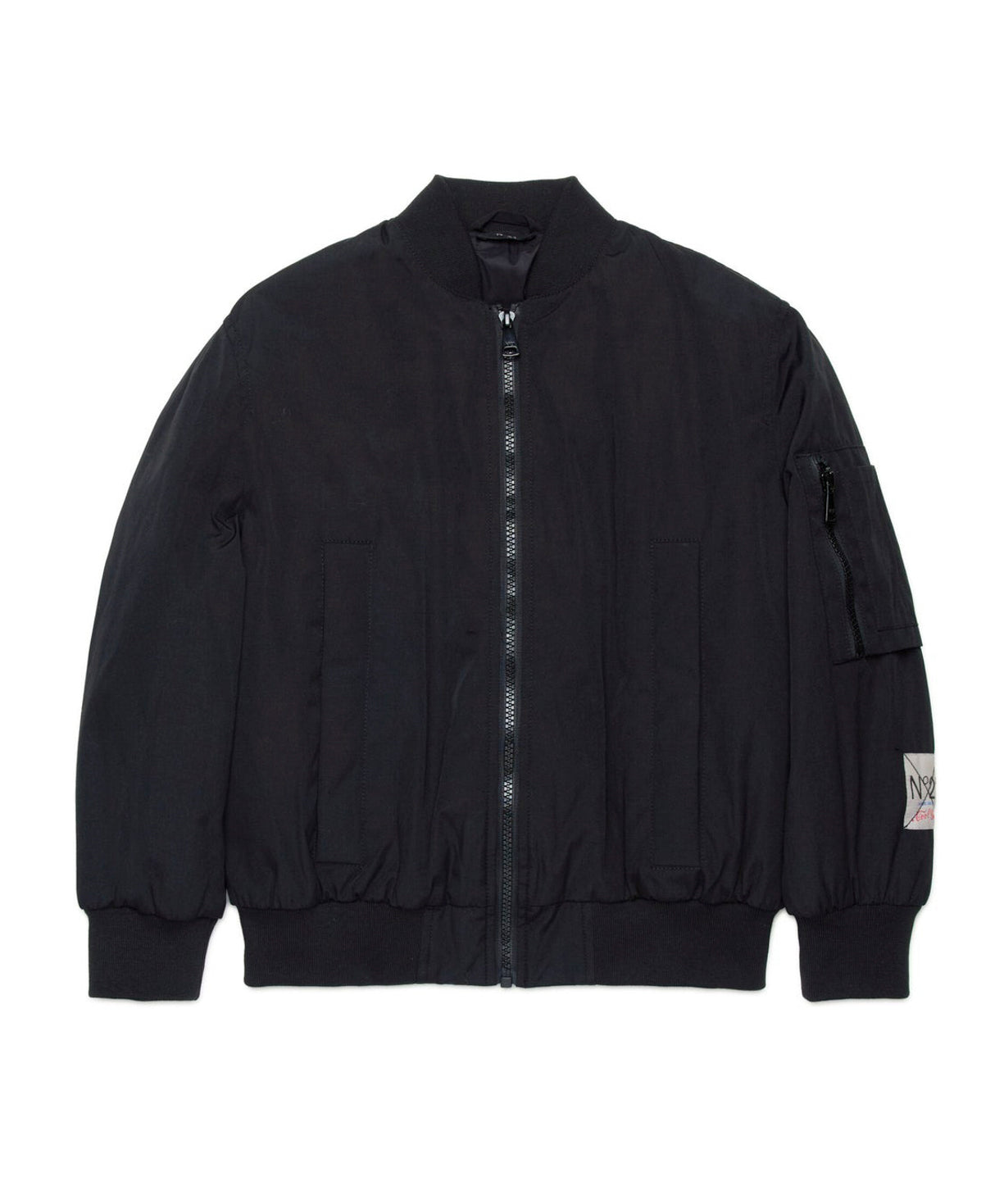N°21 Kids Bomber Nero con Patch Logo per Bambini
