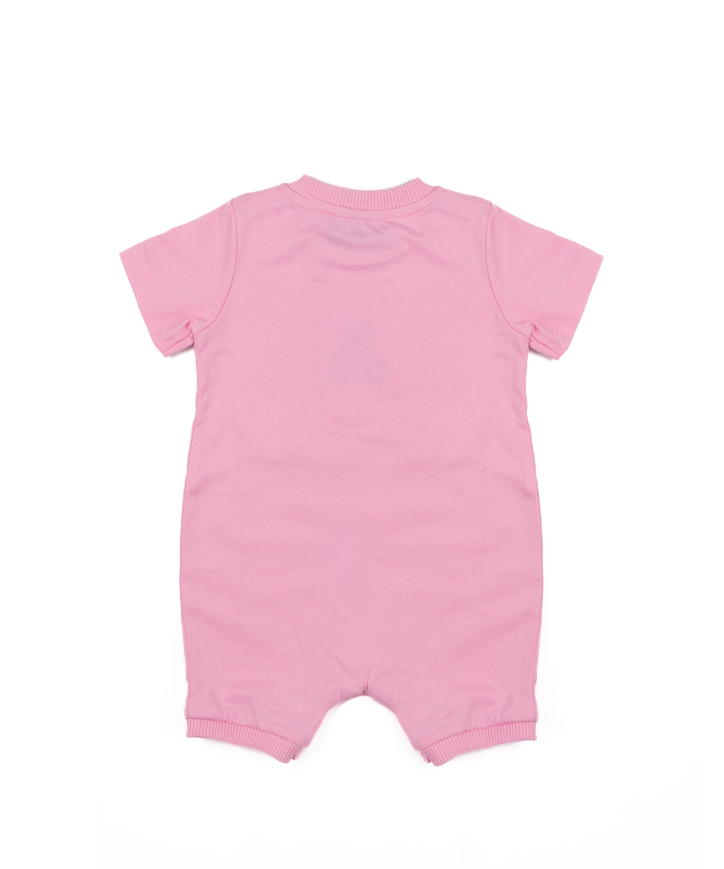 Moschino Kids Pagliaccetto Rosa con Bottoni Apertura Spalla e Stampa Logo Teddy per Neonate
