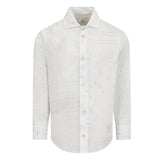 Eleventy Kids Camicia in Lino Bianca con Fantasia per Bambini