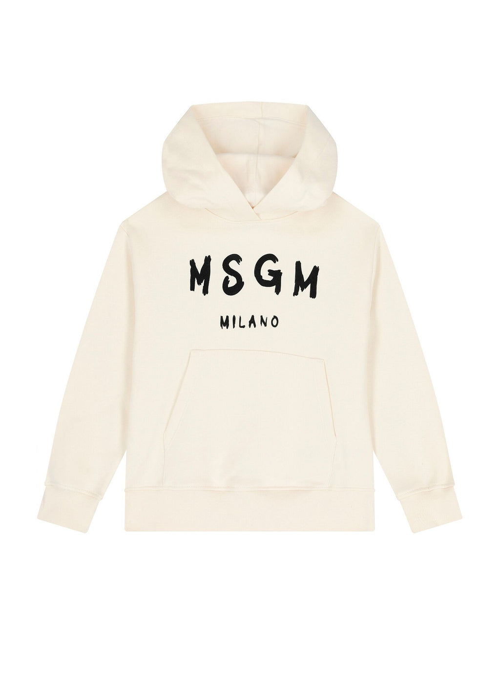 MSGM Kids Felpa con Cappuccio Crema con Logo per Bambini