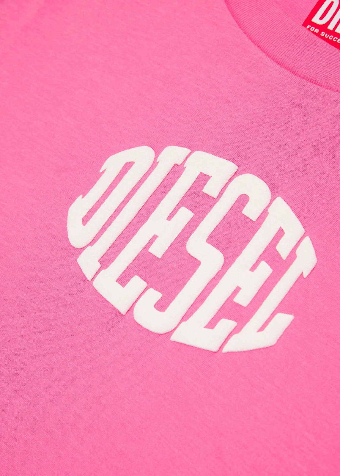 Diesel Kids T-shirt Fucsia Cropped con Puffy Print