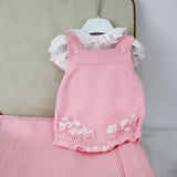 Le Coconne Salopette Rosa con Fiori per Neonate