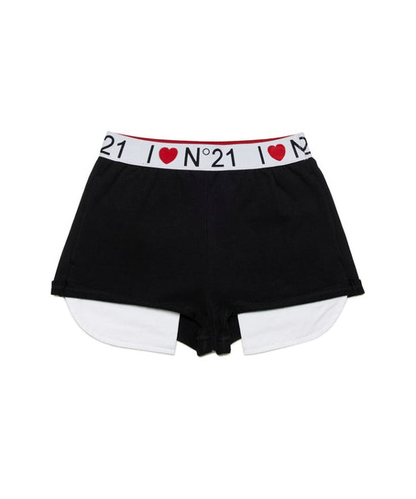 N°21 Kids Short in Felpa Nero