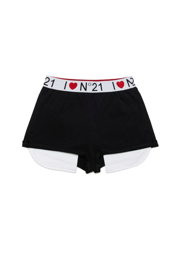 N°21 Kids Short in Felpa Nero