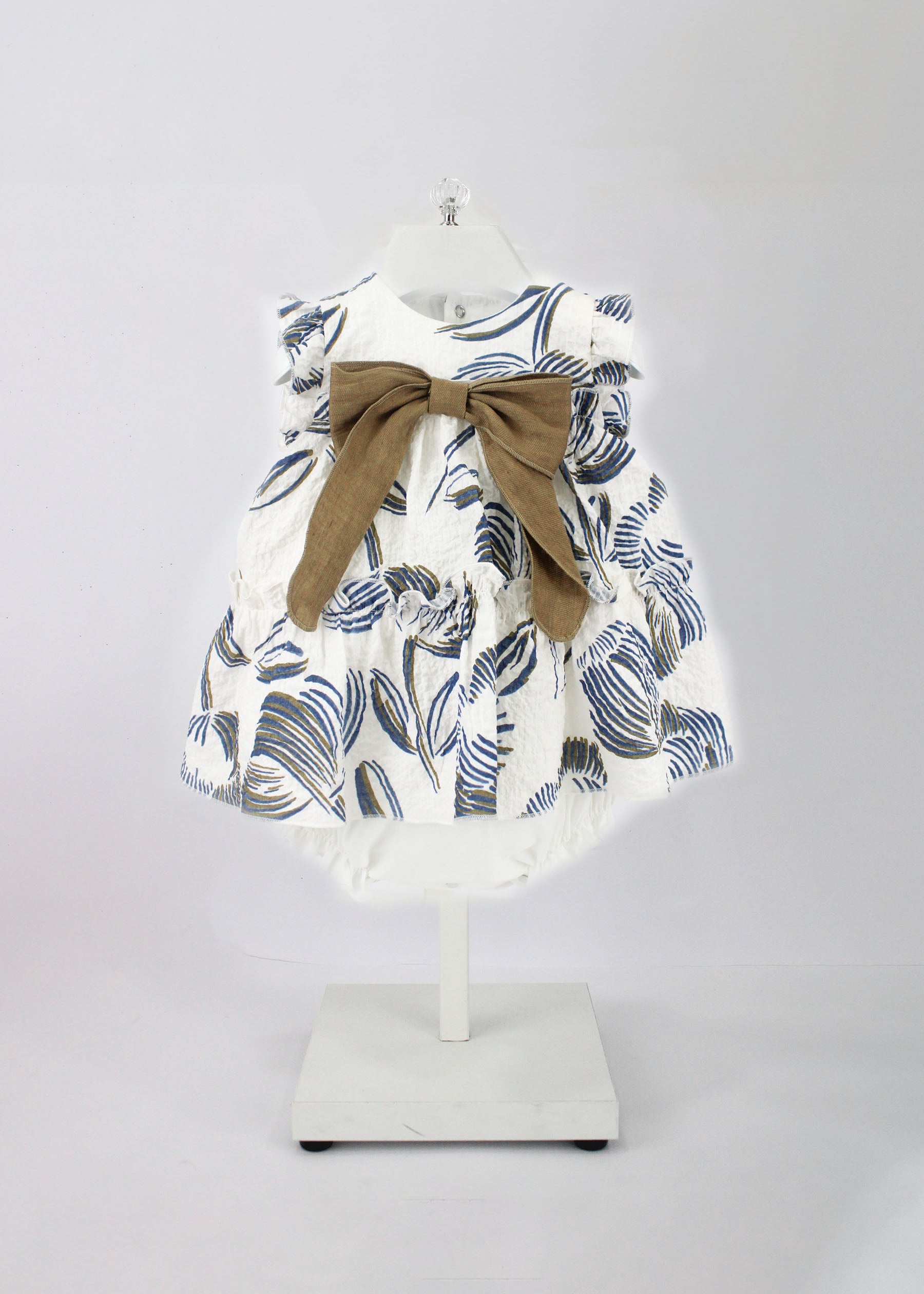 Barcellino Dress with Culotte Pattern White/Blue for Baby Girls