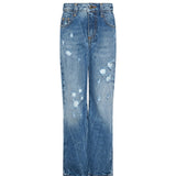 John Richmond Kids Jeans Blu con Stampa Logo Retro a Contrasto per Bambine