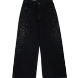 Diesel Kids Pantalone in Denim Nero con Strass per Bambine