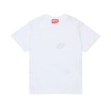 Diesel Kids T-Shirt Bianco con Stampa e Logo Oval-D per Bambine