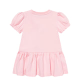 Moschino Kids Abito con Rouches Rosa e Logo Teddy Bear per Neonate