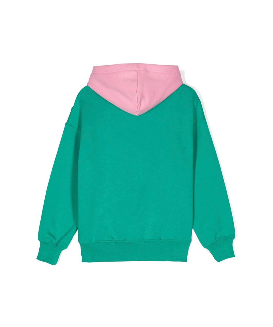 MSGM Kids Felpa Verde/Rosa con Stampa per Bambine (retro)