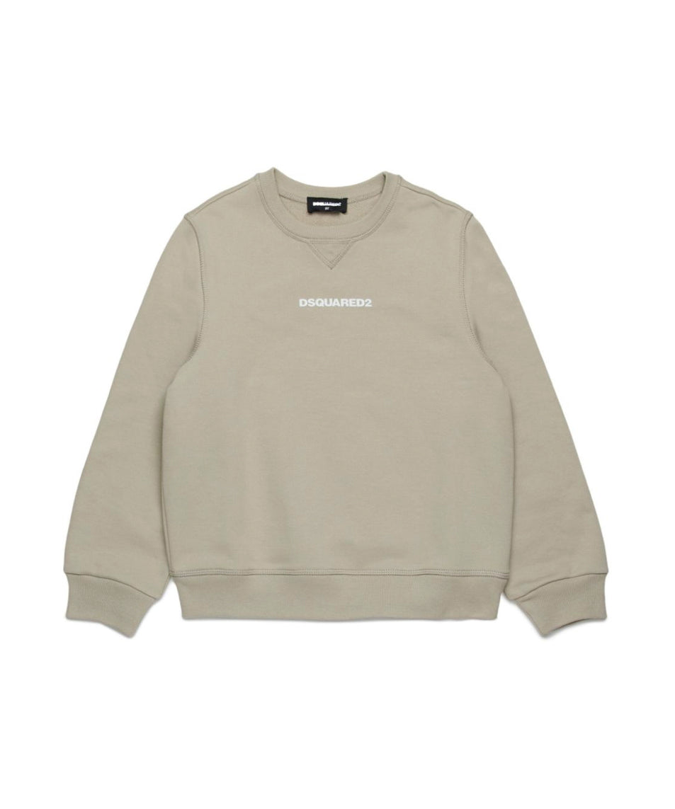 Dsquared2 Kids Felpa Girocollo Beige con Stampa per Bambini