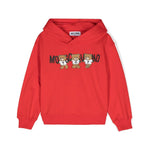Moschino Kids Felpa Rossa con Cappuccio con Logo Teddy Bear per Bambini