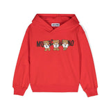 Moschino Kids Felpa Rossa con Cappuccio con Logo Teddy Bear per Bambini