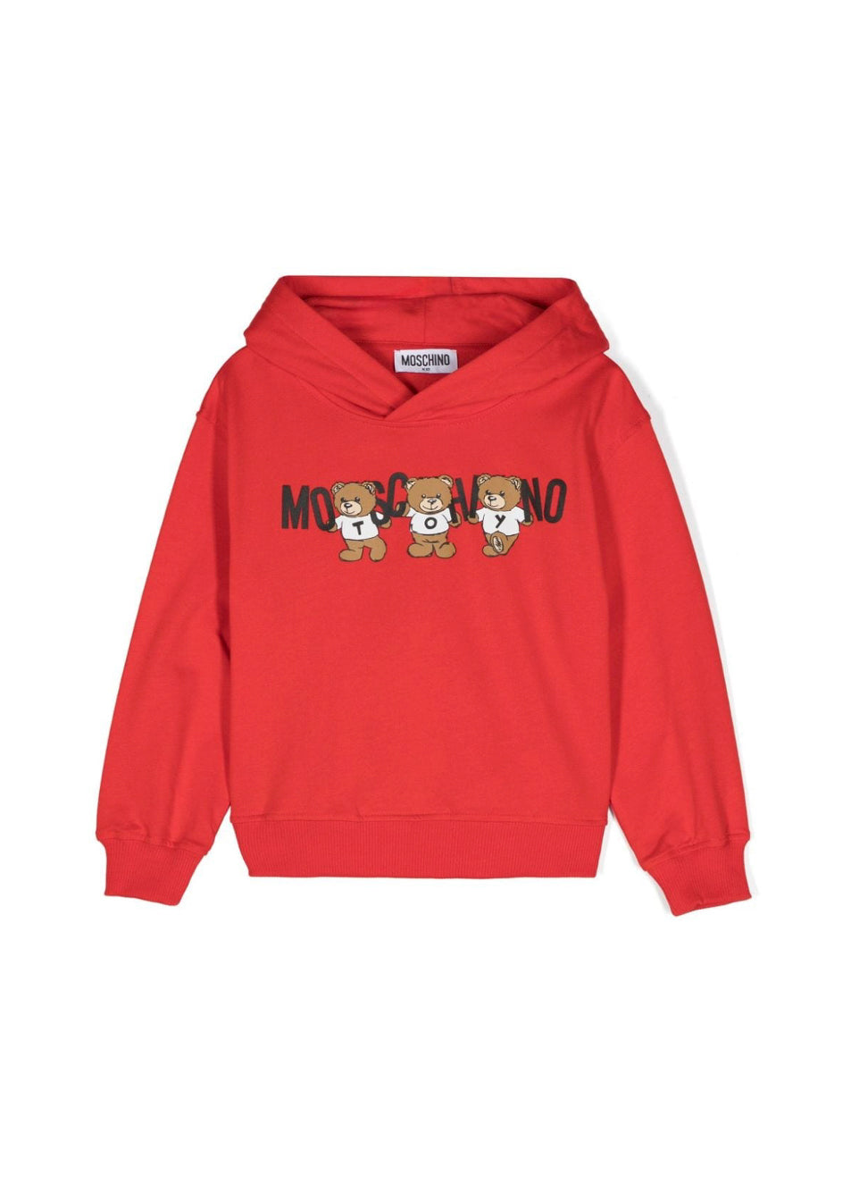Moschino Kids Felpa Rossa con Cappuccio con Logo Teddy Bear per Bambini