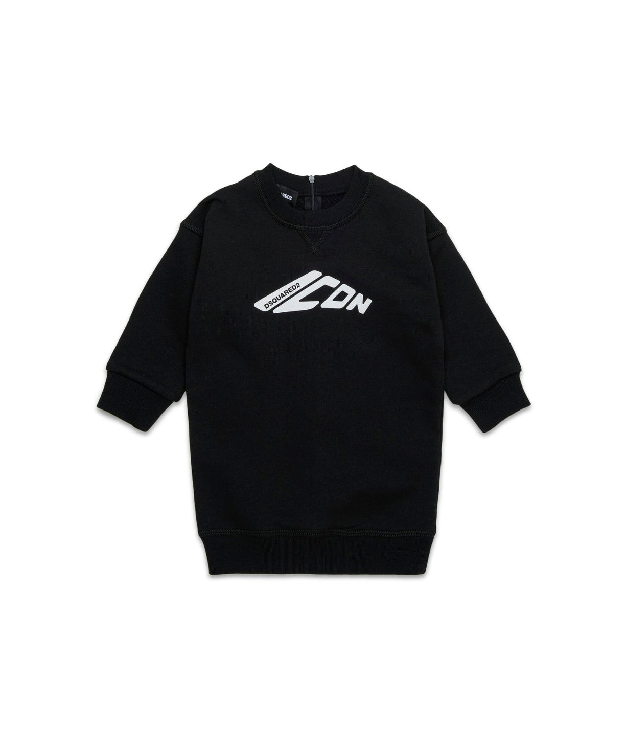 Dsquared2 Kids Abito in Felpa Nero con Stampa ICON per Neonate