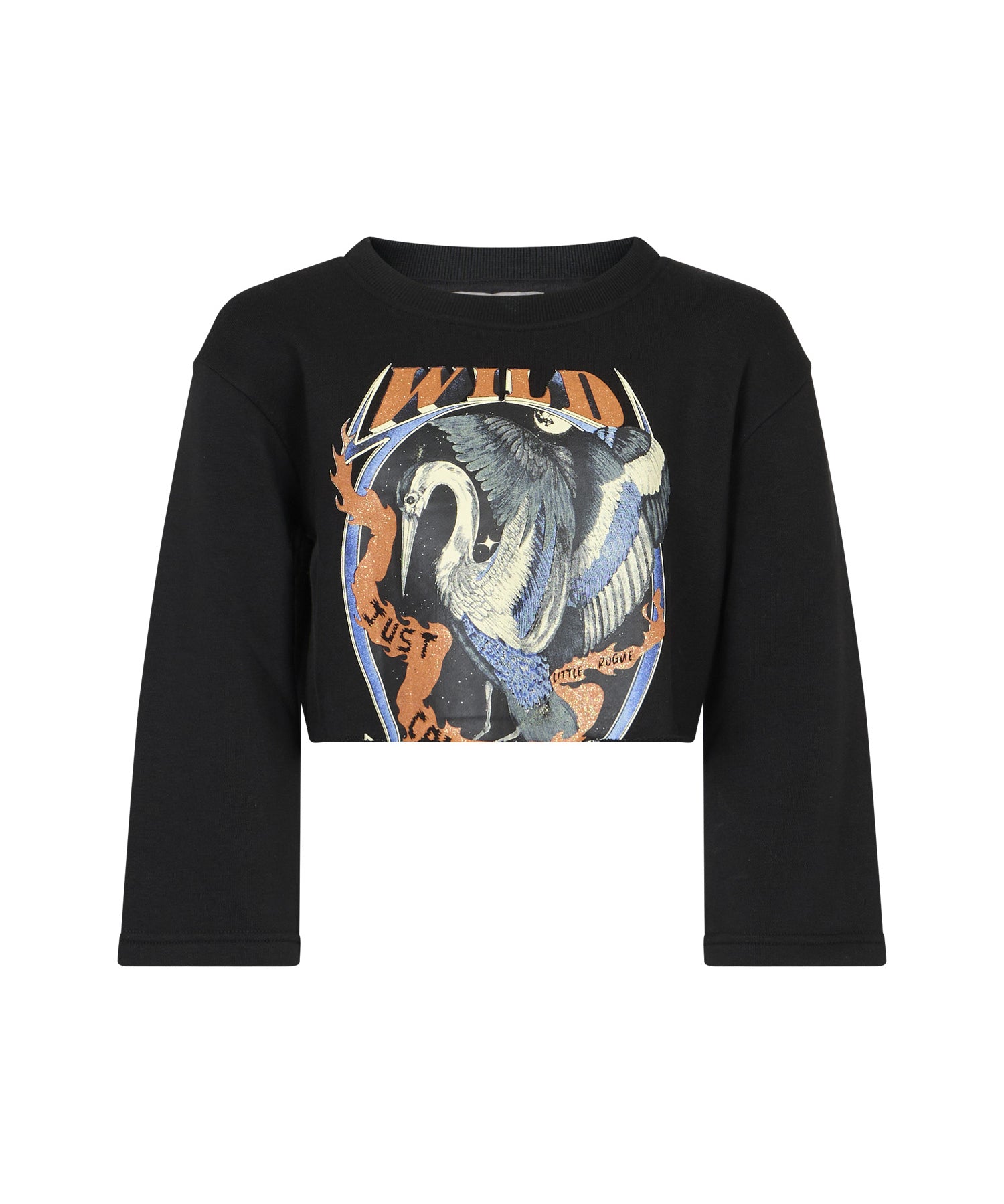 Just Cavalli Kids Felpa Nero Crop con Stampa Wild per Bambine