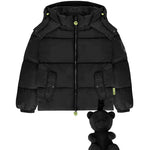 Barrow Kids Giubbotto Imbottito Nero Unisex con Cappuccio e Orsetto Rimovibile per Bambini