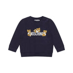 Moschino Kids Felpa Girocollo Navy con Stampa per Neonati