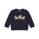 Moschino Kids Felpa Girocollo Navy con Stampa per Neonati