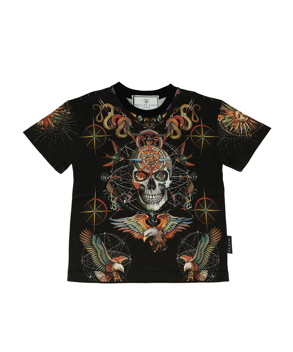 Philipp Plein Kids T-Shirt Nero con Stampa Tattoo per Bambini