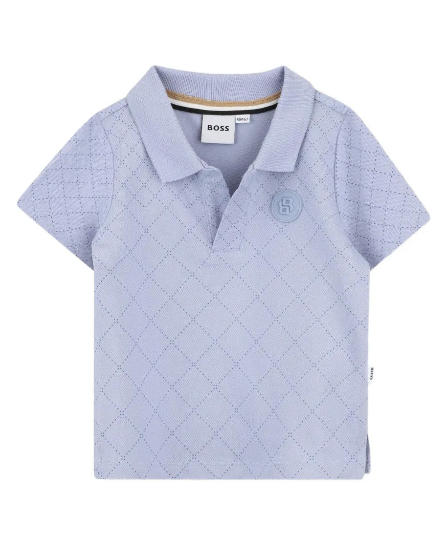 Hugo Boss Kids Polo Grigio Polvere con Logo per Neonati