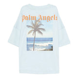 Palm Angels Kids Sky Blue T-Shirt with Print for Kids