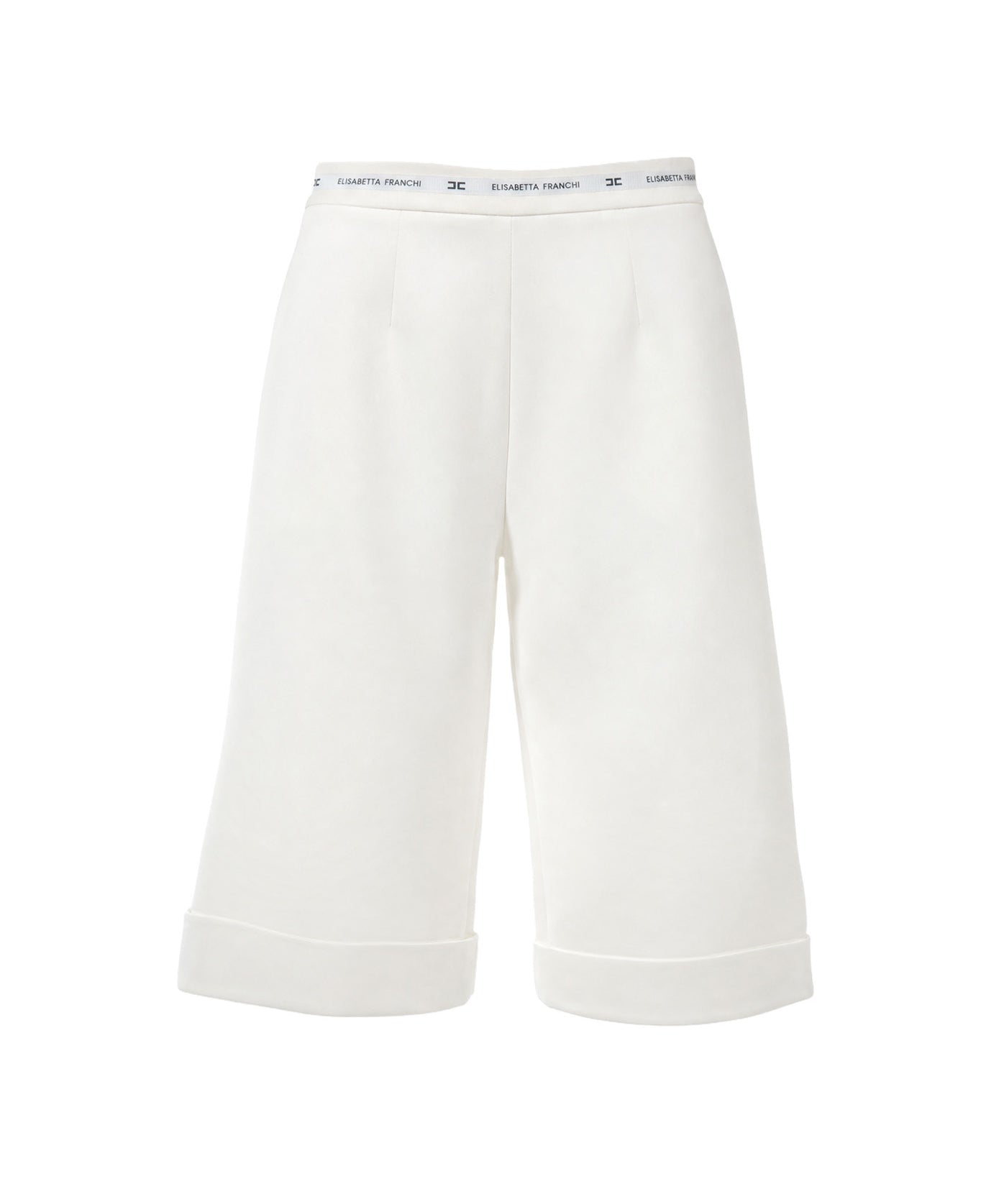 Elisabetta Franchi La Mia Bambina Pantalone Avorio con Dettaglo Fascia Logo a Contrasto per Bambine