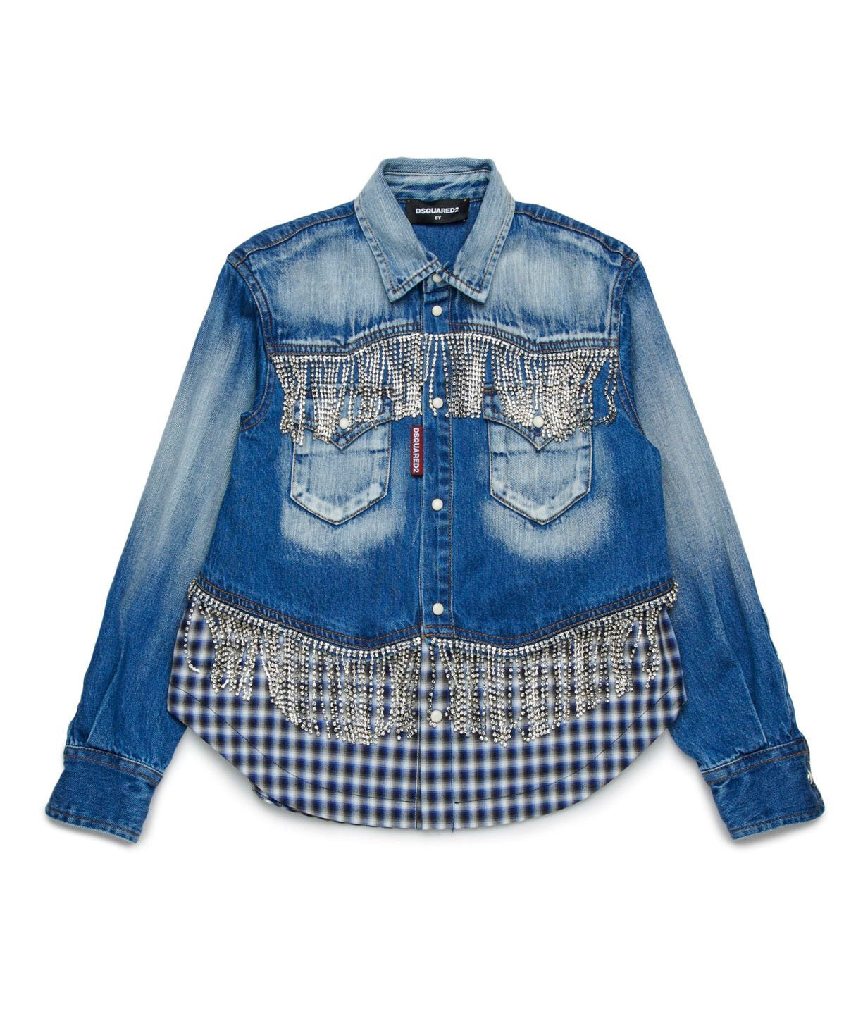 Dsquared2 Kids Camicia Denim Crystal per Bambine (fronte)