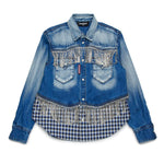 Dsquared2 Kids Camicia Denim Crystal per Bambine (fronte)