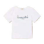 Twinset Kids T-Shirt Bianco con Ricamo Azzurro per Bambine e Neonate