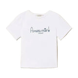 Twinset Kids T-Shirt Bianco con Ricamo Azzurro per Bambine e Neonate