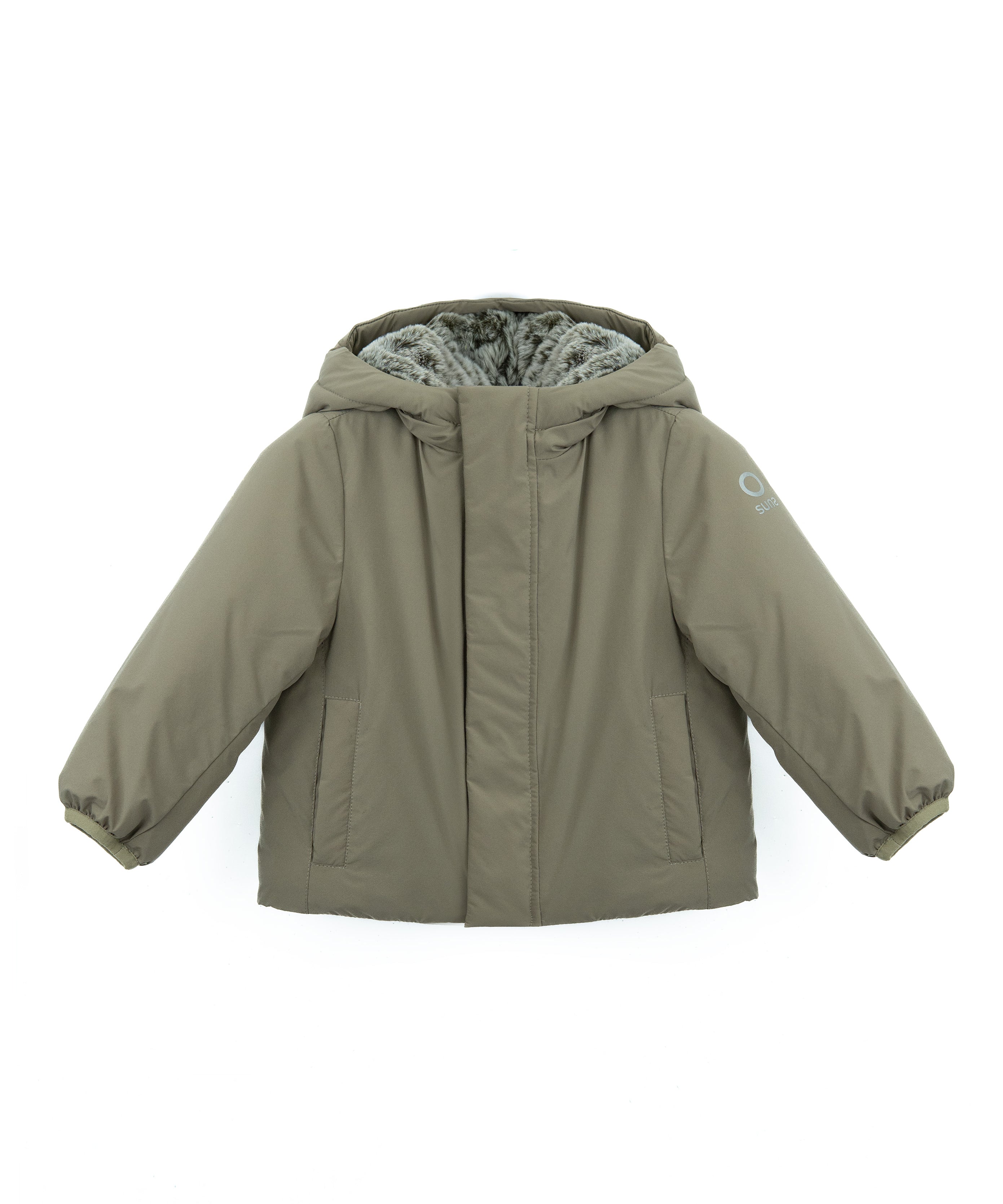 SUNS Kids Giubbotto beige con Cappuccio e Interno in Pelliccia per Neonati