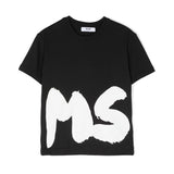 MSGM Kids T-shirt Nera con Stampa Logo per Bambini