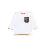 Diesel Kids T-shirt Maniche Lunghe BIanca con Taschino per Neonati