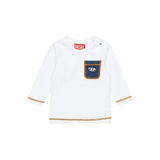 Diesel Kids T-shirt Maniche Lunghe BIanca con Taschino per Neonati