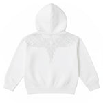 Marcelo Burlon County Of Milan Kids Felpa Bianca con Cappuccio e Strass a Contrasto per Bambine