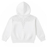 Marcelo Burlon County Of Milan Kids Felpa Bianca con Cappuccio e Strass a Contrasto per Bambine