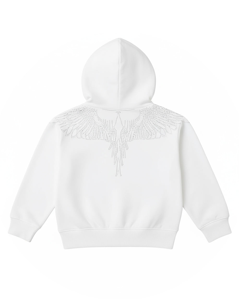 Marcelo Burlon County Of Milan Kids Felpa Bianca con Cappuccio e Strass a Contrasto per Bambine