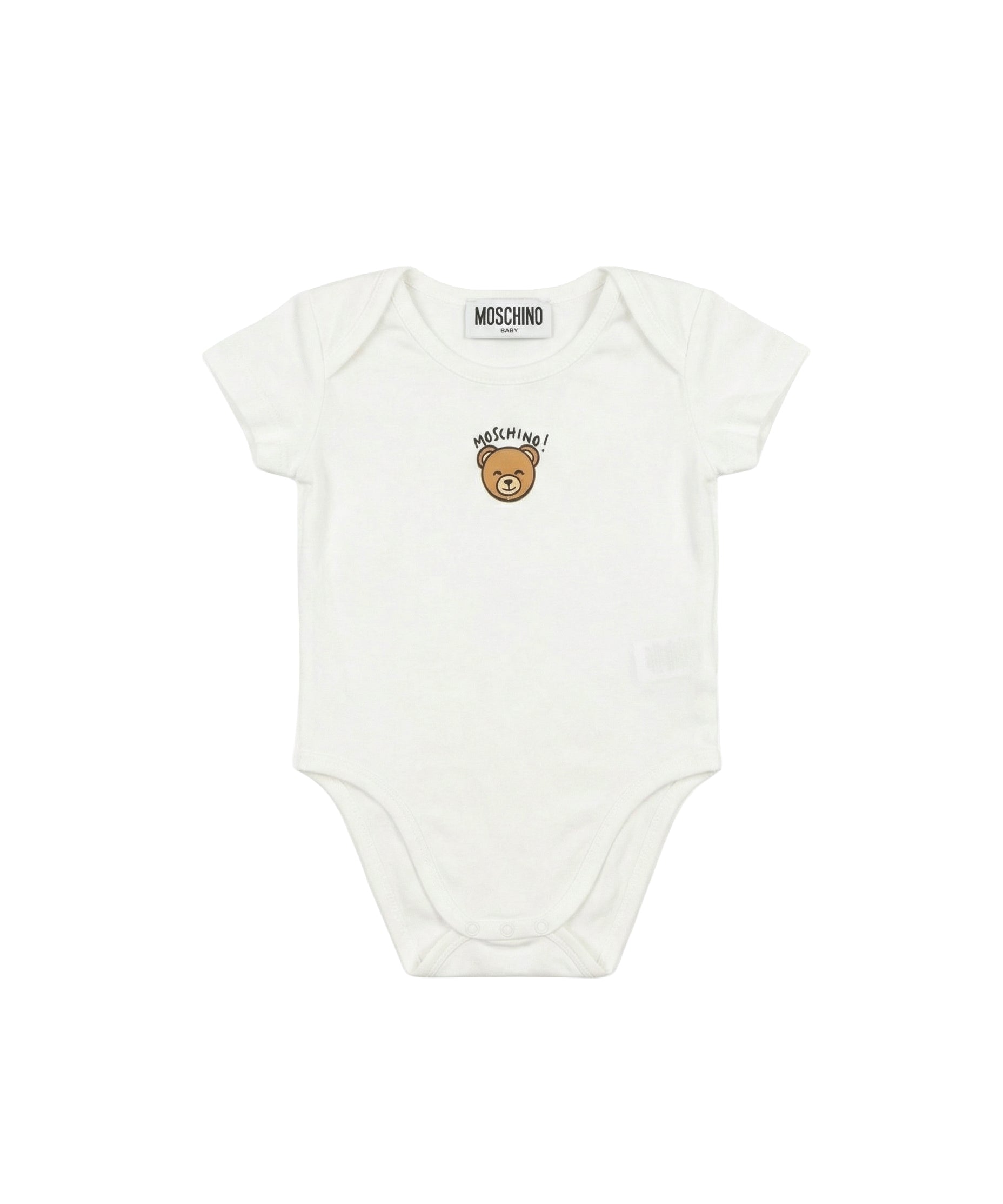 Moschino Kids Body Bianco con Stampa Logo Teddy Unisex per Neonati