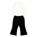Moschino Kids Completo Tuta Maglia Panna e Pantaloni Neri con Stampa Teddy Bear e Cuore per Neonate