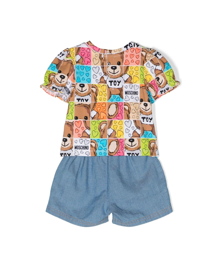 Moschino Kids Completo Short e T-shirt Teddy Bear per Neonate