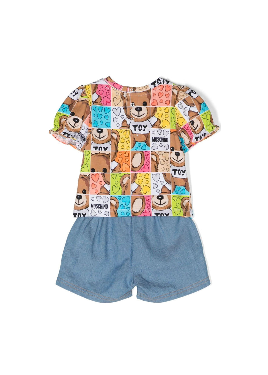 Moschino Kids Completo Short e T-shirt Teddy Bear per Neonate