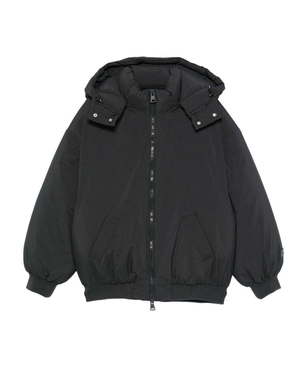 MSGM Kids Piumino Nero con Cappuccio e Zip frontale per Bambini