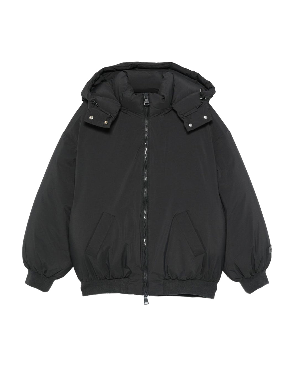 MSGM Kids Piumino Nero con Cappuccio e Zip frontale per Bambini
