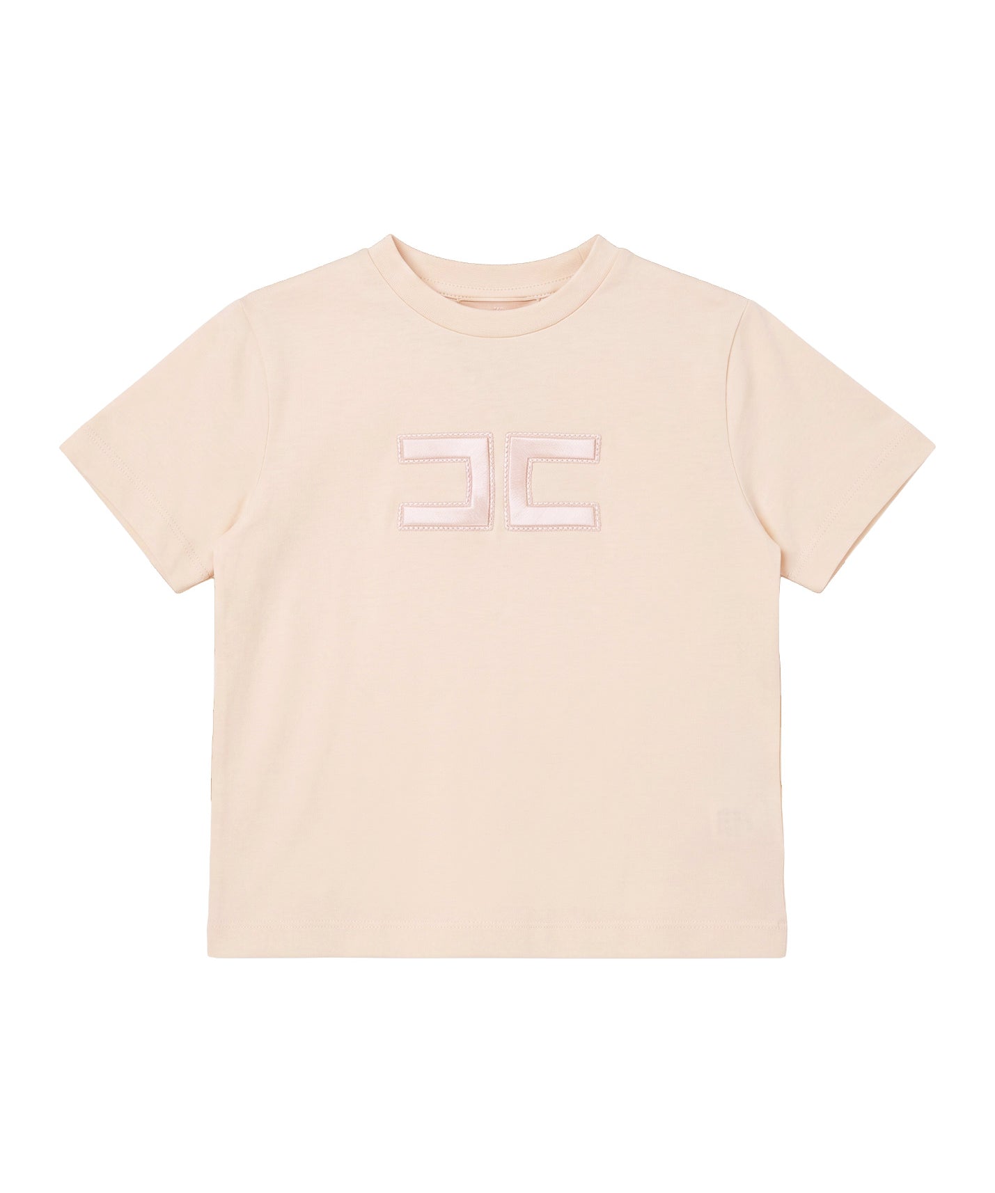 Elisabetta Franchi La Mia Bambina T-shirt Nude con Ricamo Logo per Bambine