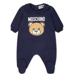Moschino Kids Tutina Blu con Logo Teddy Bear per Neonati